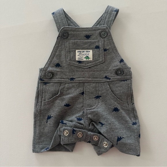 Carter’s Newborn Baby Boy Dino Shortalls & Tee Set Outfit Spring Summer - Picture 2 of 5